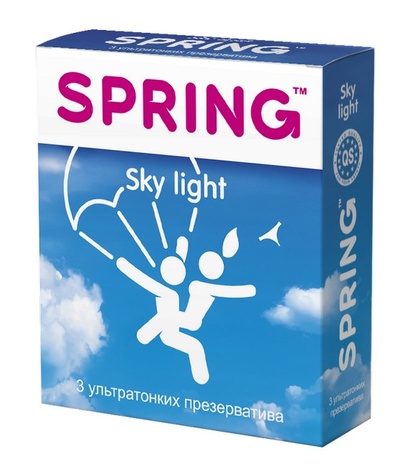 SPRING™ Sky Light - Презервативы, 19,5 см 3 шт (ультра-тонкие) (Прозрачный) 