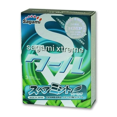Sagami Xtreme Mint латексные презервативы с ароматом мяты, 3 шт (Прозрачный) 