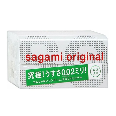 Sagami Original 002 презервативы полиуретановые 12шт. + Гель-лубрикант Wettrust 2мл (2шт) (Прозрачный) 