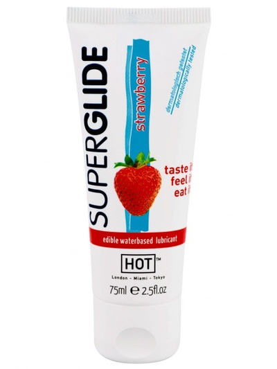 Съедобный лубрикант Super Glide Strawberry на водной основе - 75 мл Hot Products Ltd. 