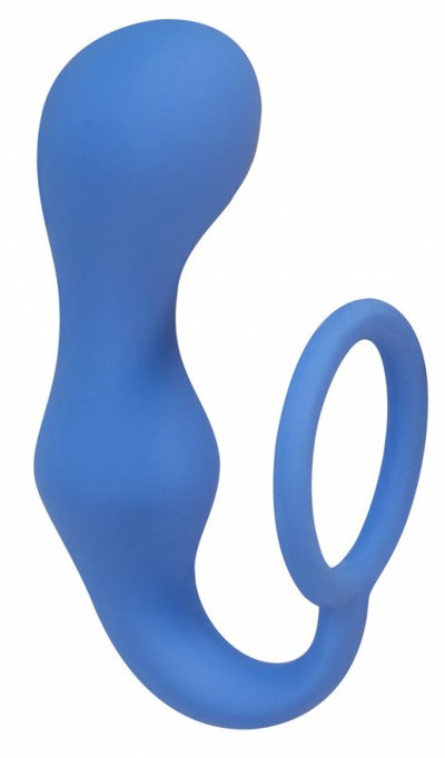 Эрекционное кольцо с анальной пробкой Double Pleasure Anal Plug Blue 4217-03Lola Lola Toys (Синий) 