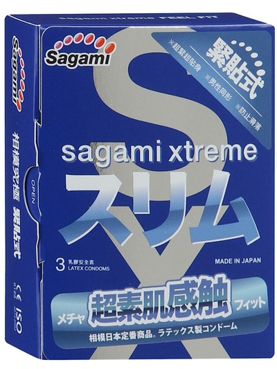 Латексные презервативы Sagami Feel Fit - 3 шт. (Розовый) 