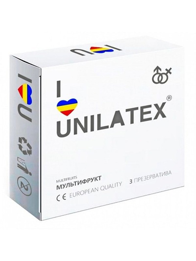 Разноцветные ароматизированные презервативы Unilatex Multifruits - 3 шт (Синий) 