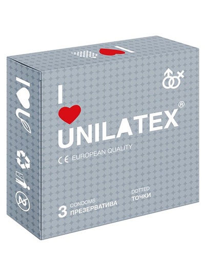 Презервативы Unilatex Dotted с пупырышками - 3 шт (Телесный) 