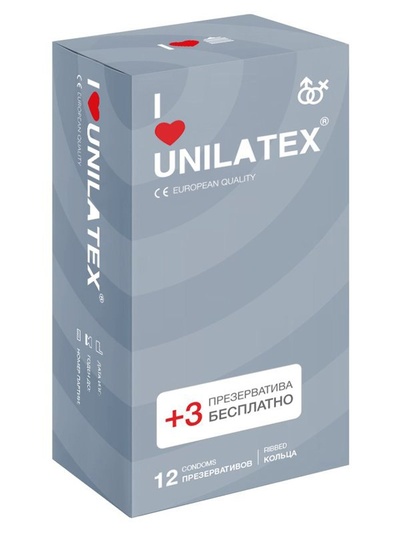 Ребристые презервативы Unilatex Ribbed - 12 шт (Телесный) 