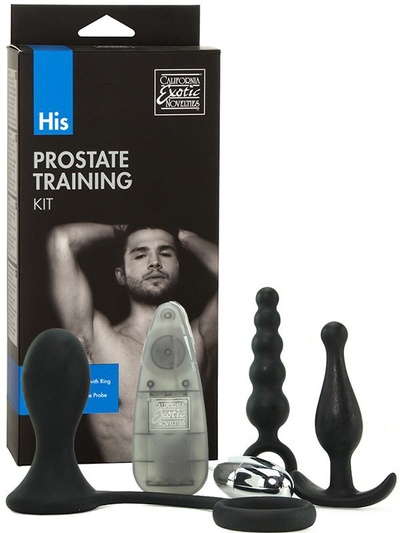 Анальный набор His Prostate Training Kit с вибропулей – черный California Exotic Novelties (Серебристый) 