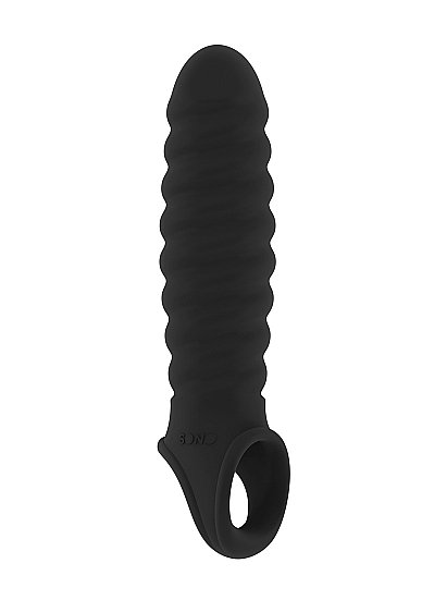 Увеличивающая насадка закрытого типа с кольцом для фиксации на мошонке No.32 Stretchy Penis Extension (черная) Shots Toys (Черный) 