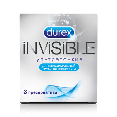 Ультратонкие презервативы Durex Invisible - 3 шт. (Прозрачный) 