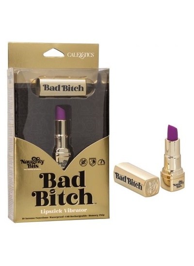 Мини-вибратор в виде помады Naughty Bits Bad Bitch Lipstick California Exotic Novelties (Золотистый) 