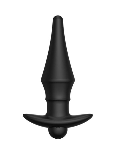 Анальная пробка с вибрацией №08 Cone-shaped butt plug от Erozon, 11 см (Черный) 