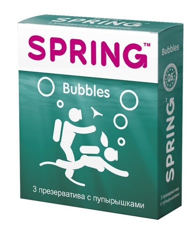 Презервативы SPRING™ Bubbles, 3 шт./уп. (с пупырышками) (Прозрачный) 