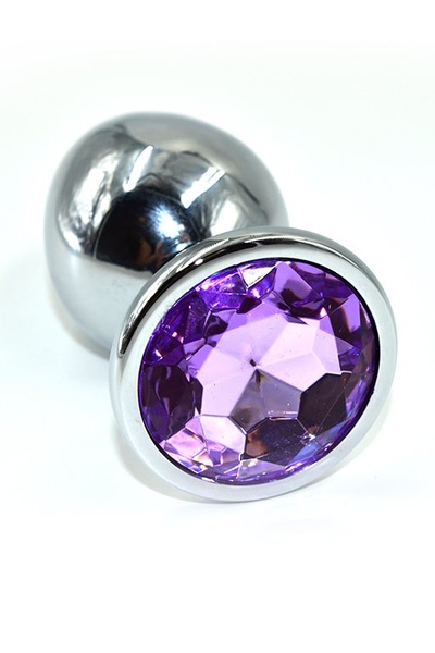 Серебряная анальная пробка с фиолетовым кристаллом (Large) Kanikule Beauty Brands Limited (Серебристый) 