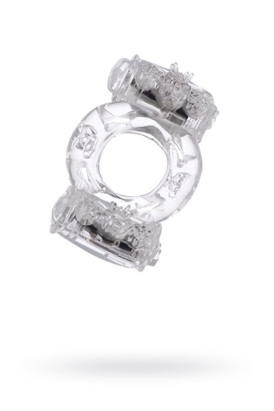 Эрекционное кольцо TOYFA с двойной вибрацией - прозрачный 