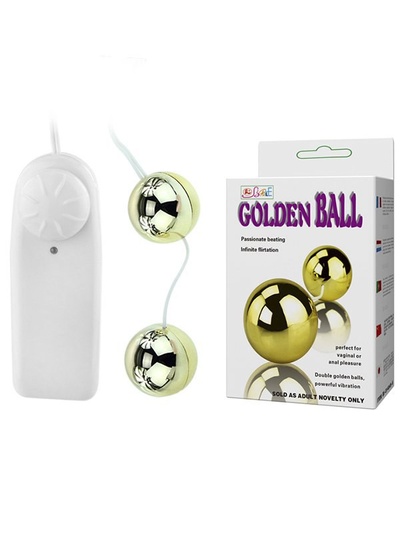 Шарики вагинальные гладкие Golden Ball с вибрацией и пультом управления – золотой Baile 
