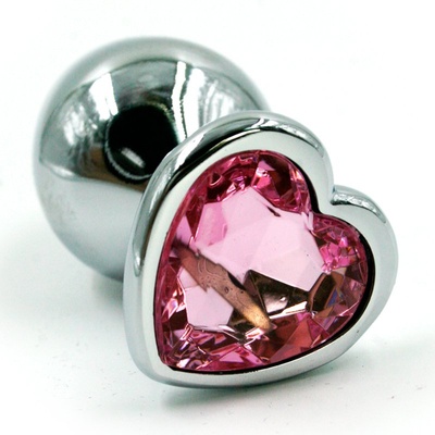 Маленькая алюминиевая анальная пробка Kanikule Small с кристаллом в форме сердца – серебристый со светло-розовым Beauty Brands Limited (Светло-розовый) 