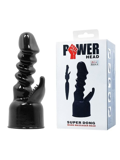 Насадка для вибромассажера Power Head Super Dong с двойной стимуляцией – черный Baile 
