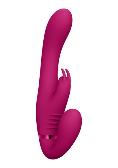 Безремневой страпон с вибрацией Suki, розовый Shots Toys 