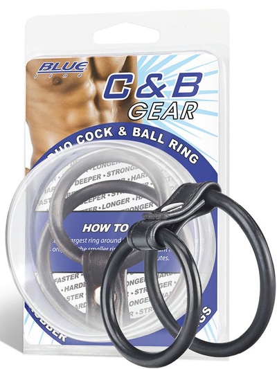 Двойное эрекционное кольцо на пенис и мошонку Duo Cock & Ball Ring – черный BlueLine 