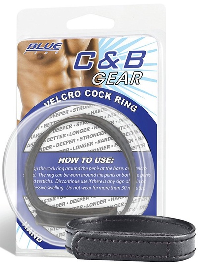 Кольцо на пенис из искусственной кожи на липучке Velcro Cock Ring – черный BlueLine 