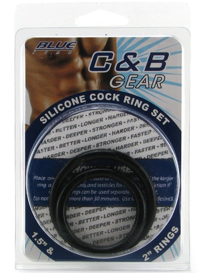 Набор из двух эрекционных колец Silicone Cock Ring Set разного диаметра – черный BlueLine 