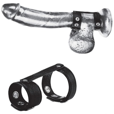 Двойное кольцо на пенис с металлическими клепками Blueline Duo Snap Cock And Ball Ring – чёрный (Черный) 
