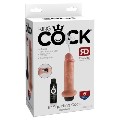 Фаллоимитатор King Cock 6" Squirting с эффектом семяизвержения – телесный PipeDream 