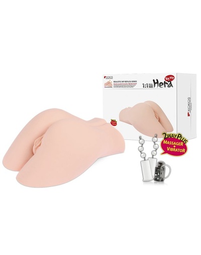 Вибромастурбатор девственная вагина и анус Hera Big Hip+ с ротацией и голосом – телесный KOKOS 