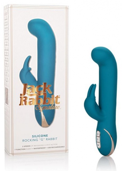 Вибратор с усиленной стимуляцией точки G Calexotics Jack Rabbit Signature Silicone Rocking "G" Rabbit - голубой California Exotic Novelties 