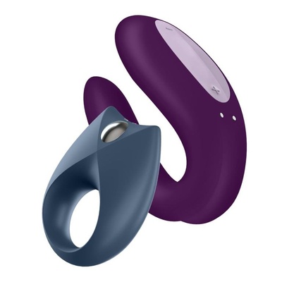 Набор для пар от Satisfyer: вибратор для пар Double Joy и эрекционное кольцо Royal One (Фиолетовый) 