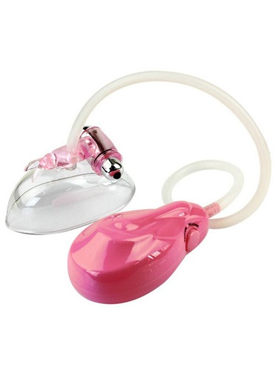 Автоматическая вакуумная помпа для клитора и половых губ Clitoral Pump с вибрацией – розовый Baile (Прозрачный) 