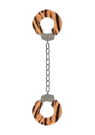 Металлические наножники с меховой обивкой для щиколоток Furry Ankle Cuffs (тигровые) Shots Toys 