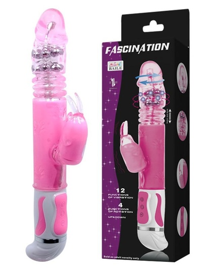 Вибратор-кролик Fascination с ротацией и стимуляцией клитора – розовый Baile 