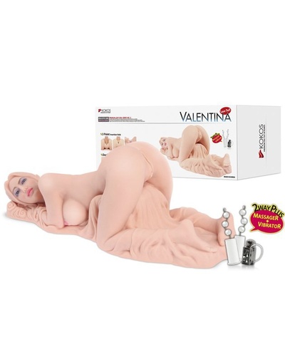 Шикарная мини секс кукла Valentina+ с тремя отверстиями и вибрацией – телесный KOKOS 