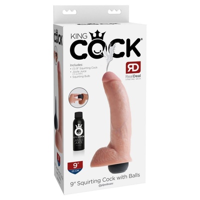 Фаллоимитатор 9" Squirting Cock with Balls с эффектом семяизвержения – телесный PipeDream 