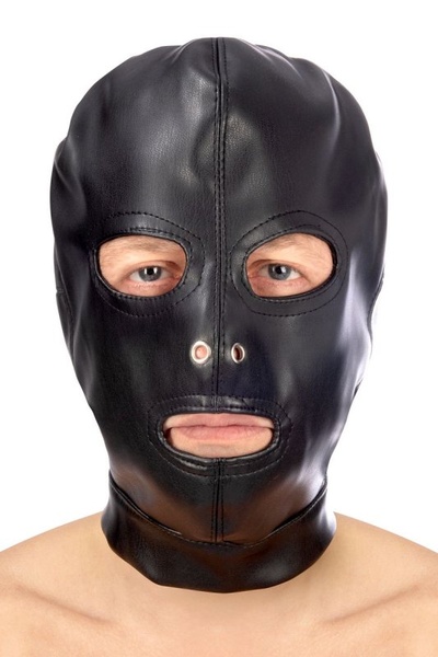 БДСМ-маска на лицо с отверстиями для глаз Fetish Tentation, черная Concorde (Черный) 