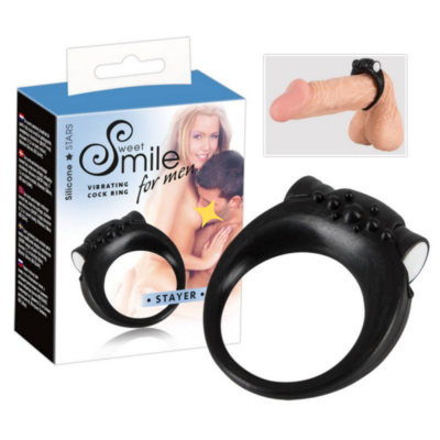 Эрекционное кольцо с вибрацией Smile Stayer - черный Orion 