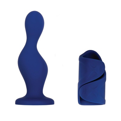 Мужской набор: массажер простаты и мастурбатор с вибрацией Evolved (Синий) 