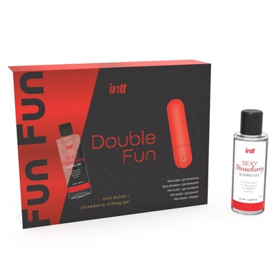 Массажный гель для тела с ароматом клубники в комплекте с вибропулей «Double Fun», Intt Intt Cosmetics (Красный) 