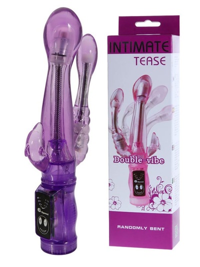 Гибкий вибратор с тройной стимуляцией Intimate Tease Double-Vibe – пурпурный Baile 