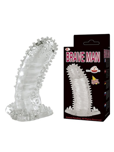 Насадка на пенис Brave Man со стимуляцией клитора и ануса – прозрачный Baile 
