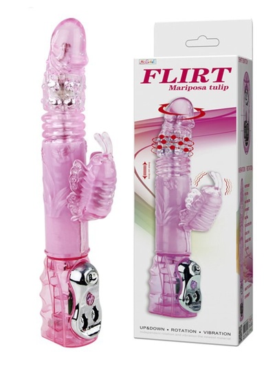 Мультискоростной вибратор с ротационными и поступательными движениями Flirt Mariposa Tulip – розовый Baile 