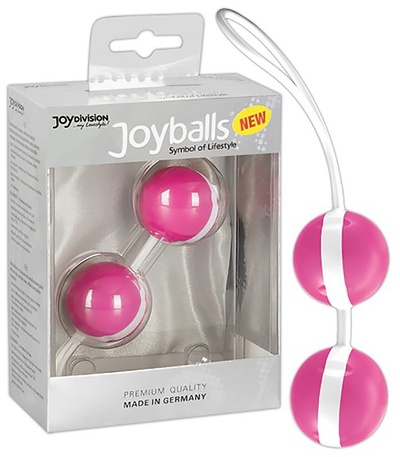 Вагинальные шарики Joyballs Bicolored со смещенным центром тяжести – розовый с белым Joy Division 