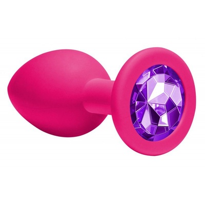 Анальная пробка Emotions Cutie Medium Pink dark purple crystal 4012-02Lola Lola Toys (Розовый, фиолетовый) 