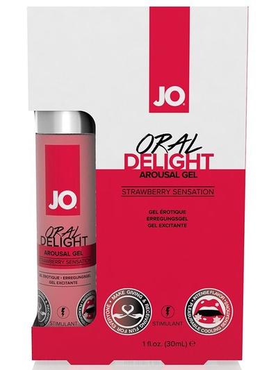 Лубрикант для оральных ласк JO Oral Delight Strawberry Sensation клубничный – 30 мл JO system 