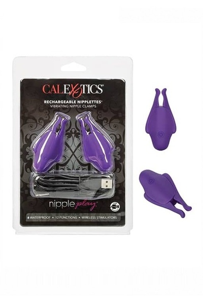 Перезаряжаемые зажимы для сосков Nipple Play Rechargeable Nipplettes California Exotic Novelties (Фиолетовый) 