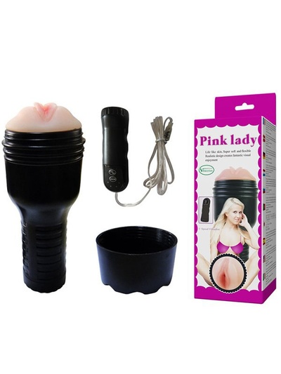 Реалистичная вагина в футляре Pink Lady с вибрацией и проводным пультом – телесный Baile 