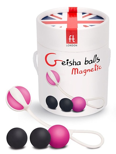 Магнитные вагинальные шарики Geisha Balls Magnetic – розовый с черным Gvibe (ex. FunToys) 