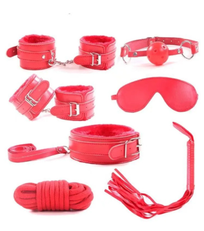 Набор для BDSM игр с металлическими креплениями Jogo (Красный) 