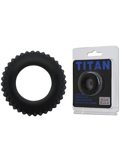 Ребристое эрекционное кольцо Titan – черный Baile 