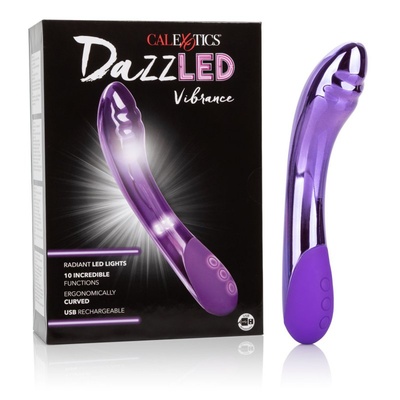 Изогнутый вибратор DazzLED Vibrance с пульсирующей светодиодной подсветкой - фиолетовый California Exotic Novelties 